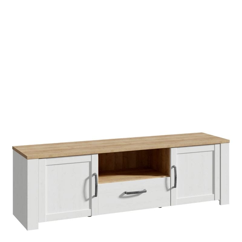 Bohol 2 Door 1 Drawer TV Unit in Riviera Oak / White - White Tree Furniture