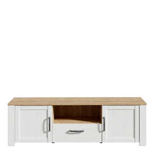 Bohol 2 Door 1 Drawer TV Unit in Riviera Oak / White - White Tree Furniture