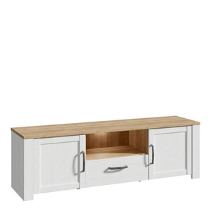 Bohol 2 Door 1 Drawer TV Unit in Riviera Oak / White with LED lights - White Tree Furniture