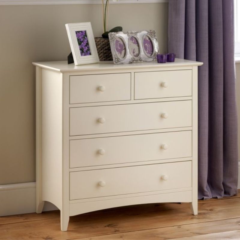 Shop CAMEO Antique White Chest of Drawers 3+2. Shaker styled bedroom chest of drawers with an off white lacquer finish. Order now for an elegant bedroom.