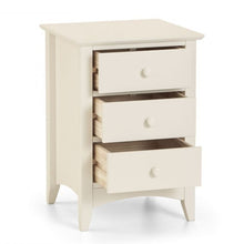 JULIAN BOWEN CAMEO 3 Drawer Bedside in Stone White Lacquered Finish CAM001/2 - White Tree Furniture