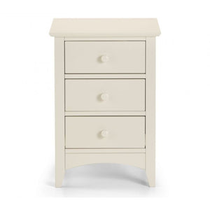 JULIAN BOWEN CAMEO 3 Drawer Bedside in Stone White Lacquered Finish CAM001/2 - White Tree Furniture