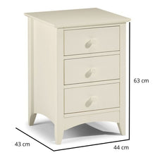 JULIAN BOWEN CAMEO 3 Drawer Bedside in Stone White Lacquered Finish CAM001/2 - White Tree Furniture