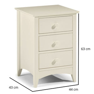 JULIAN BOWEN CAMEO 3 Drawer Bedside in Stone White Lacquered Finish CAM001/2 - White Tree Furniture