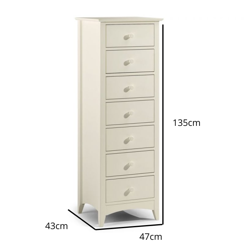 Shop CAMEO Antique White Tall 7 Drawer Chest of Drawers. Shaker style, antique tallboy chest of drawers in off white lacquer finish. Order now for an amazing bedroom!