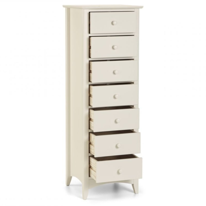 Shop CAMEO Antique White Tall 7 Drawer Chest of Drawers. Shaker style, antique tallboy chest of drawers in off white lacquer finish. Order now for an amazing bedroom!