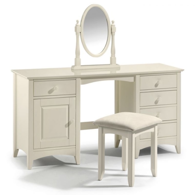 JULIAN BOWEN CAMEO Dressing Table in Stone White Lacquered Finish CAM008/2 - White Tree Furniture