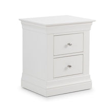 Shop a set of 2 Clermont Bedside Cabinets in Surf White with 2 drawers for essentials. French design with white lacquer finish for modern or classic styles.