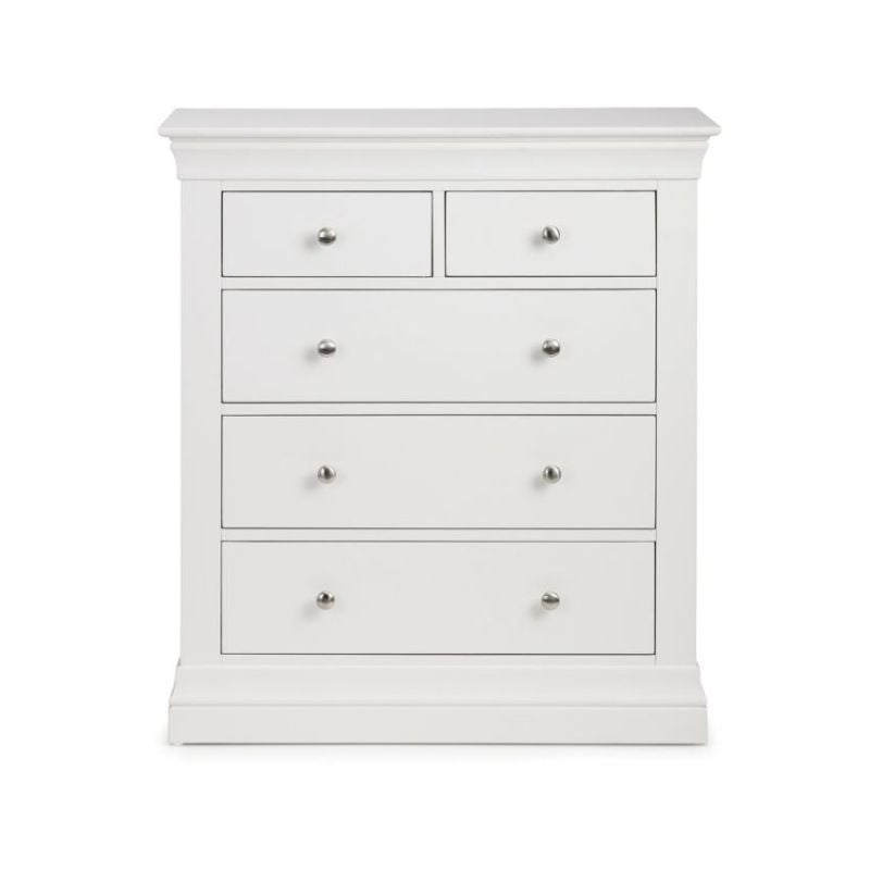 Shop the CLERMONT Surf White Bedroom Chest of Drawers 3+2. Discover elegant, French inspired bedroom dressers in surf white lacquer finish. 