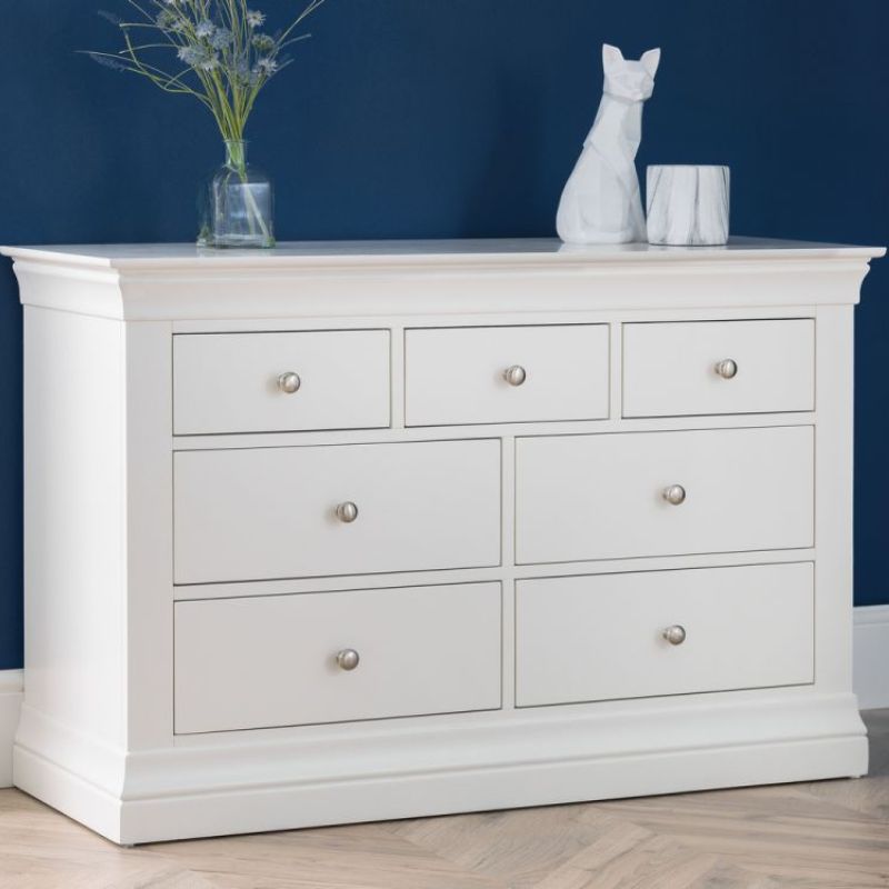 Shop the CLERMONT Surf White Bedroom Dresser 4+3 Drawers. Discover elegant white bedroom furniture and white chests of drawers. Ideal for bedroom storage.