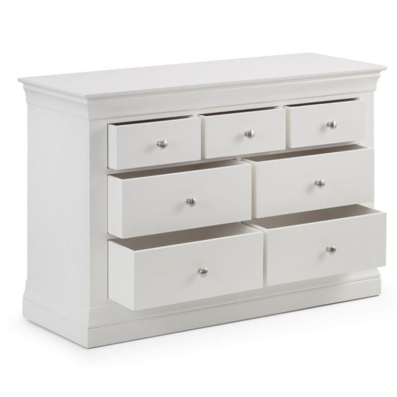 Shop the CLERMONT Surf White Bedroom Dresser 4+3 Drawers. Discover elegant white bedroom furniture and white chests of drawers. Ideal for bedroom storage.