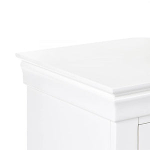 Julian Bowen Clermont Surf White Dressing Table with six drawers and brushed steel handles, featuring a classic design for bedroom storage.