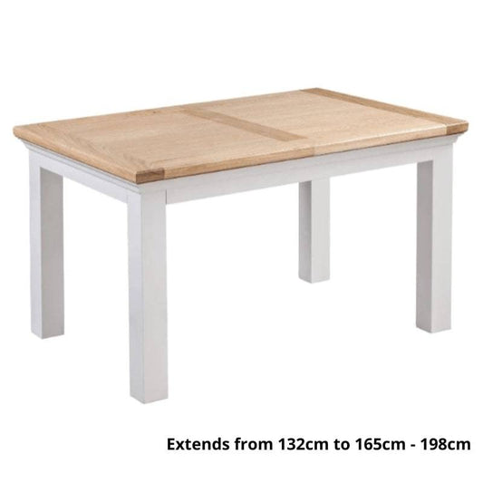 Cotswold Extending Dining Table in Light Grey w/ Oak Top - White Tree Furniture