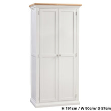 Cotswold Ladies Wardrobe in Light Grey w/ Lacquered Oak Top - White Tree Furniture