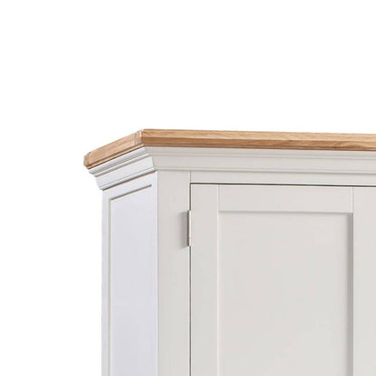 Cotswold Ladies Wardrobe in Light Grey w/ Lacquered Oak Top - White Tree Furniture