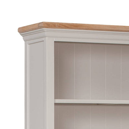 Cotswold Large Bookcase in Light Grey w/ Lacquered Oak Top - White Tree Furniture