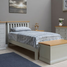 Cotswold Single Bed in Light Grey w/ Lacquered Oak Top - White Tree Furniture