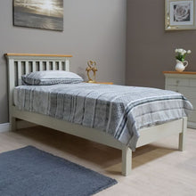 Cotswold Single Bed in Light Grey w/ Lacquered Oak Top - White Tree Furniture