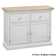 Cotswold Small Sideboard in Light Grey w/ Lacquered Oak Top - White Tree Furniture