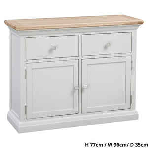 Cotswold Small Sideboard in Light Grey w/ Lacquered Oak Top - White Tree Furniture