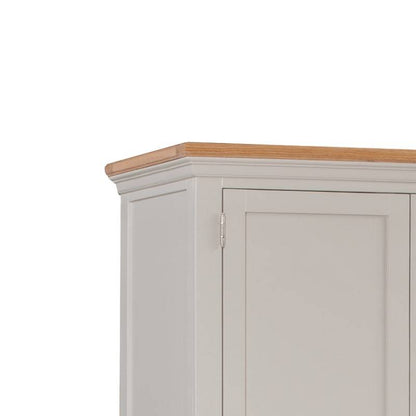 Cotswold Triple Wardrobe in Light Grey w/ Lacquered Oak Top - White Tree Furniture