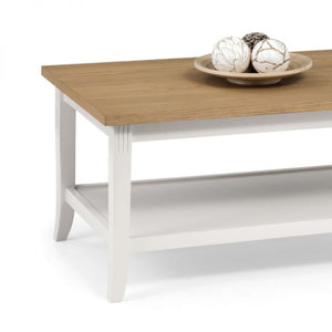 DAVENPORT Ivory Lacquered Coffee Table w/ Oak Veneer Top DAV007 - White Tree Furniture