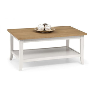 DAVENPORT Ivory Lacquered Coffee Table w/ Oak Veneer Top DAV007 - White Tree Furniture