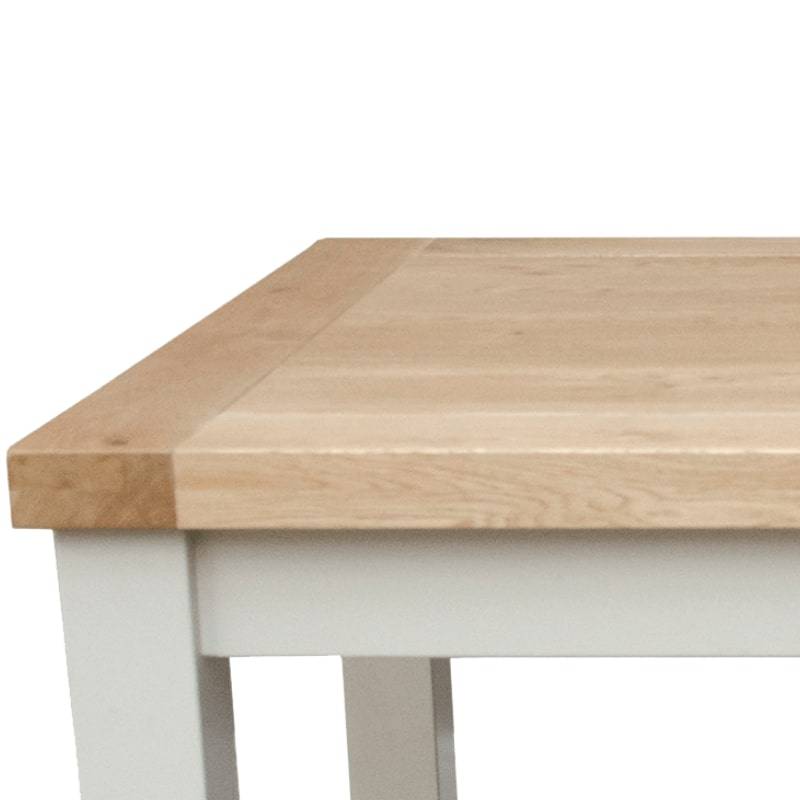 DeLuxe Painted Solid Pine 120cm Extending Dining Table with Lacquered Oak Top - White Tree Furniture