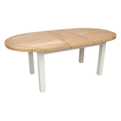 DeLuxe Solid Pine Oval Extendable Dining Table with Oak Top - White Tree Furniture