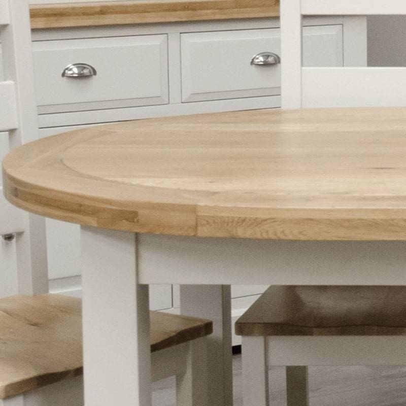 DeLuxe Solid Pine Oval Extendable Dining Table with Oak Top - White Tree Furniture