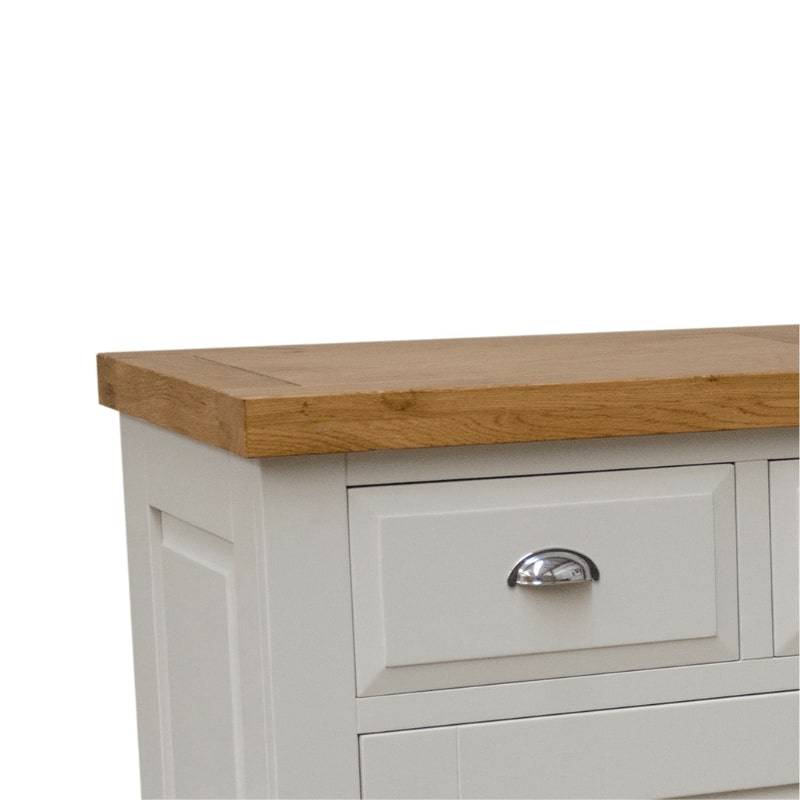 DeLuxe Solid Pine 130cm Sideboard with Lacquered Oak Top - White Tree Furniture