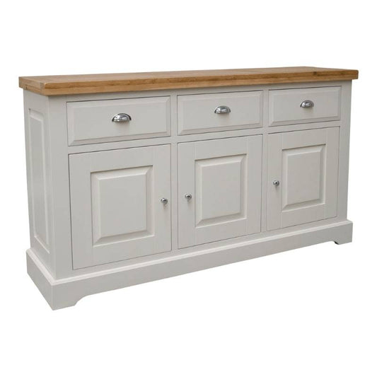 DeLuxe Solid Pine Large Sideboard with Lacquered Oak Top - White Tree Furniture