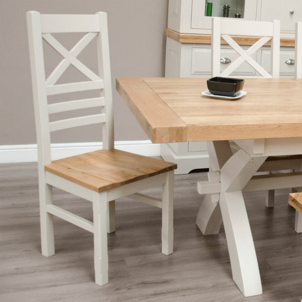 DeLuxe Solid Pine 2 Newcross Chairs with Lacquered Oak Top - White Tree Furniture