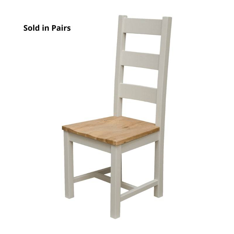 DeLuxe Solid Pine 2 Ladder Chairs with Lacquered Oak Top - White Tree Furniture