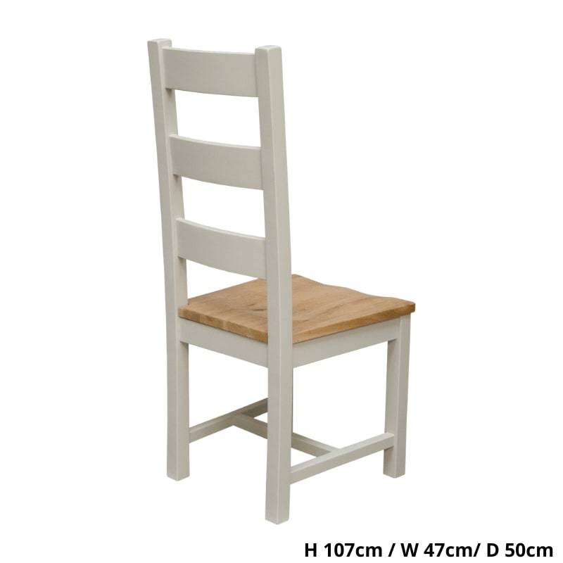 DeLuxe Solid Pine 2 Ladder Chairs with Lacquered Oak Top - White Tree Furniture