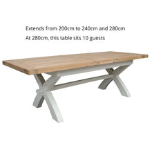 DeLuxe Solid Pine X-Leg Large Extendable Dining Table with Lacquered Oak Top - White Tree Furniture