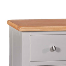 Grey Painted 3 Drawer Bedside Table w/ Lacquered Oak Top - White Tree Furniture