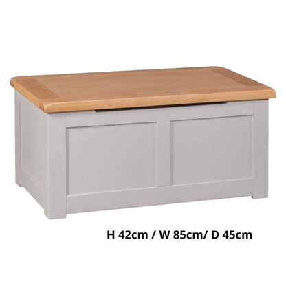 HOMESTYLE GB Grey Painted Blanket Box Painted w/ Lacquered Oak Top - White Tree Furniture