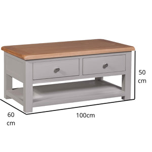 Grey Painted Coffee Table with Lacqured Oak Top - White Tree Furniture