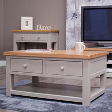 Grey Painted Coffee Table with Lacqured Oak Top - White Tree Furniture