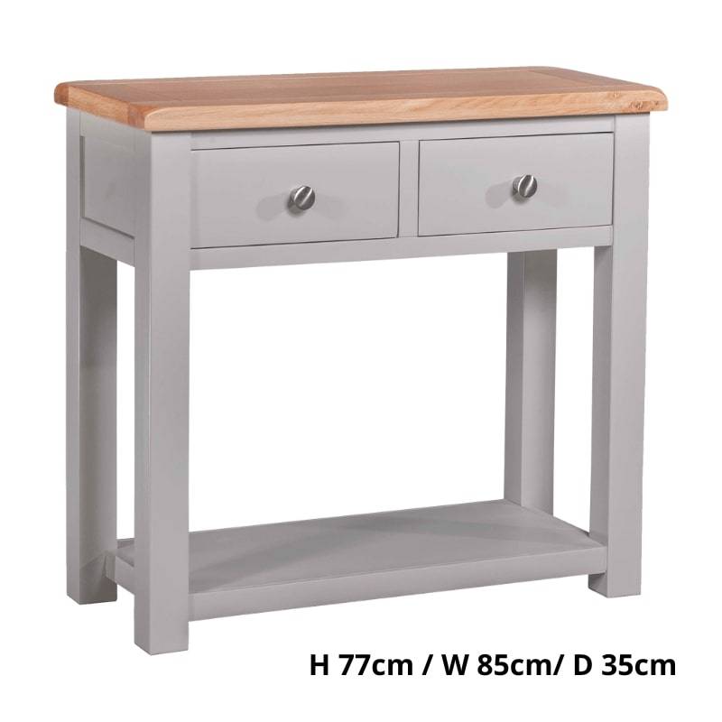 HOMESTYLE GB Grey Painted Hall Table with Lacquered Oak Top - White Tree Furniture