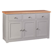 HOMESTYLE GB Grey Large Sideboard with Lacquered Oak Top - White Tree Furniture