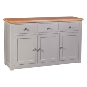 HOMESTYLE GB Grey Large Sideboard with Lacquered Oak Top - White Tree Furniture