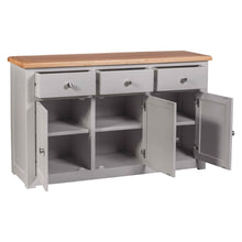 HOMESTYLE GB Grey Large Sideboard with Lacquered Oak Top - White Tree Furniture