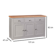 HOMESTYLE GB Grey Large Sideboard with Lacquered Oak Top - White Tree Furniture