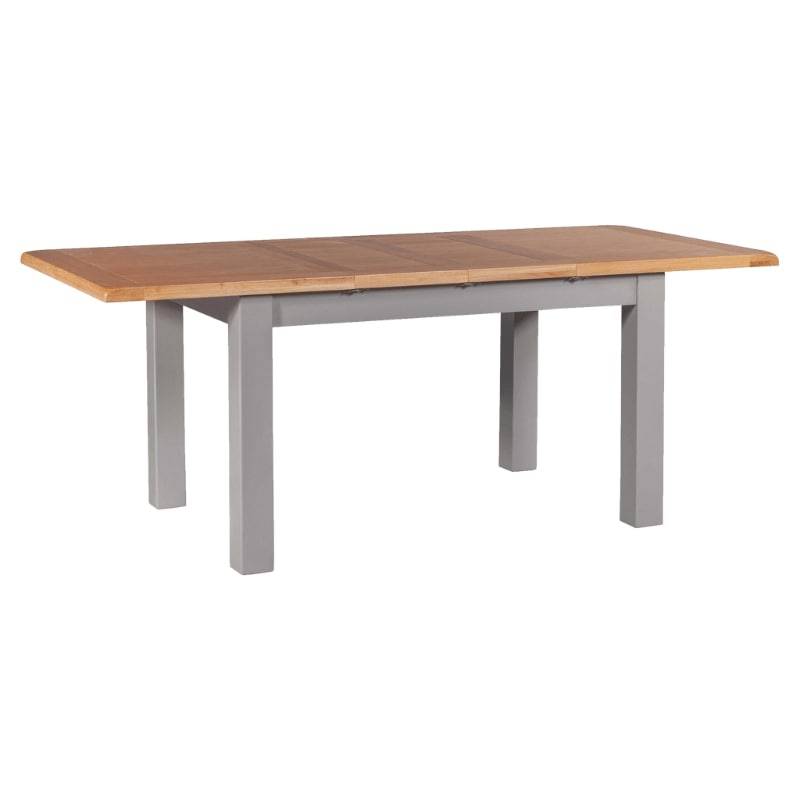 HOMESTYLE GB Grey Painted Medium Extending Table 132cm - 165cm - 198cm with Lacquered Oak Top - White Tree Furniture