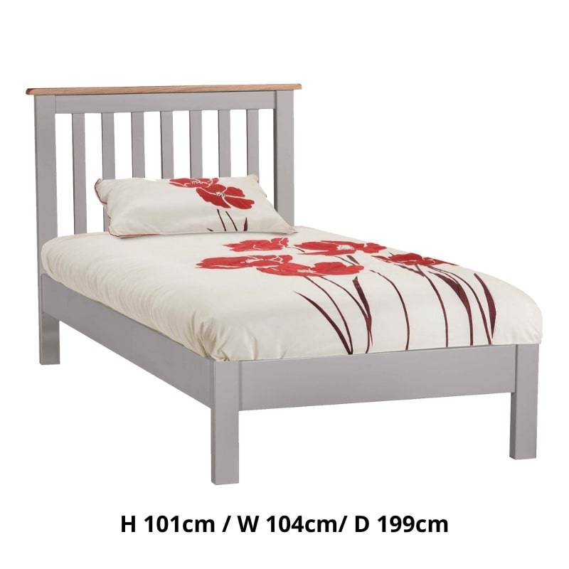 HOMESTYLE GB Grey Painted Single Bed w/ Oak Top - White Tree Furniture