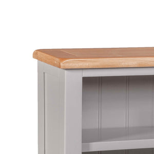 HOMESTYLE GB Grey Small Bookcase with Lacquered Oak Top - White Tree Furniture