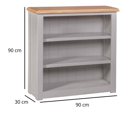 HOMESTYLE GB Grey Small Bookcase with Lacquered Oak Top - White Tree Furniture