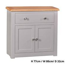 HOMESTYLE GB Grey Painted Small Cupboard with Lacquered Oak Top - White Tree Furniture